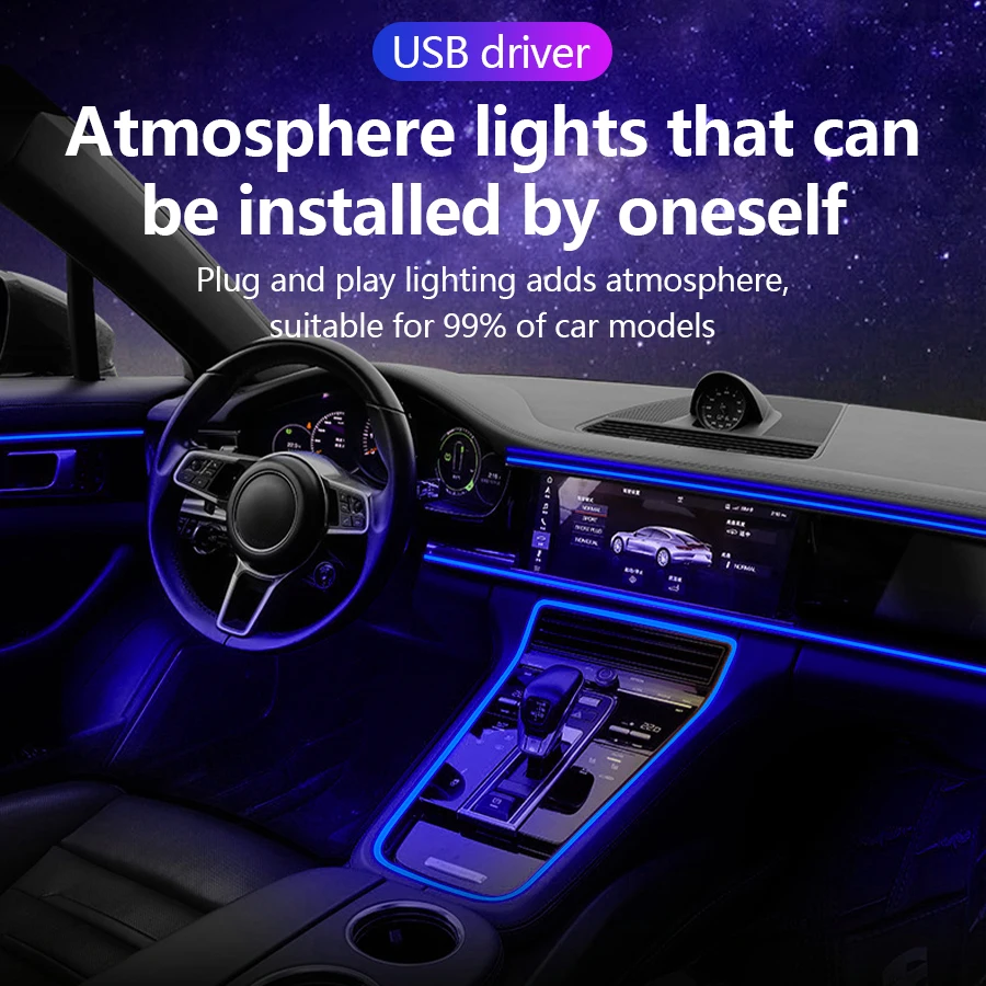 Universal LED Ambient Light Car Interior Symphony FullColor Streamer RGB 64Color Hidden Acrylic Strip Decoration Atmosphere Lamp
Universal LED Ambient Light Car Interior Symphony FullColor Streamer RGB 64Color Hidden Acrylic Strip Decoration Atmosphere Lamp
