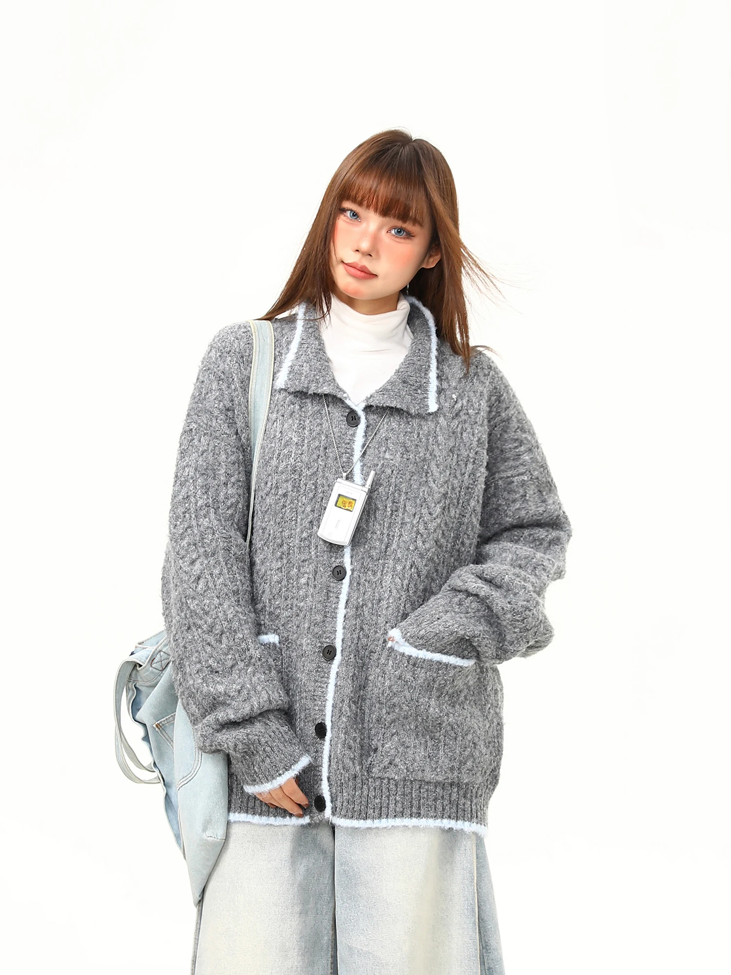Wild American Retro College Sle ey Knitted Loose Women's Sweater Autumn Winter Lazy Sle Open Cardigan Outerwear
Wild American Retro College Sle ey Knitted Loose Women's Sweater Autumn Winter Lazy Sle Open Cardigan Outerwear