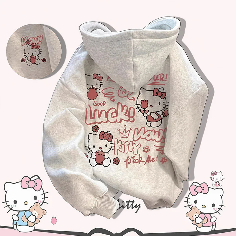 Толстовка Sanrio Hello Kitty из флиса Silver Fox в японском стиле, милый ретро-дизайн, женская повседневная модная толстовка на осень-зиму
Толстовка Sanrio Hello Kitty из флиса Silver Fox в японском стиле, милый ретро-дизайн, женская повседневная модная толстовка на осень-зиму