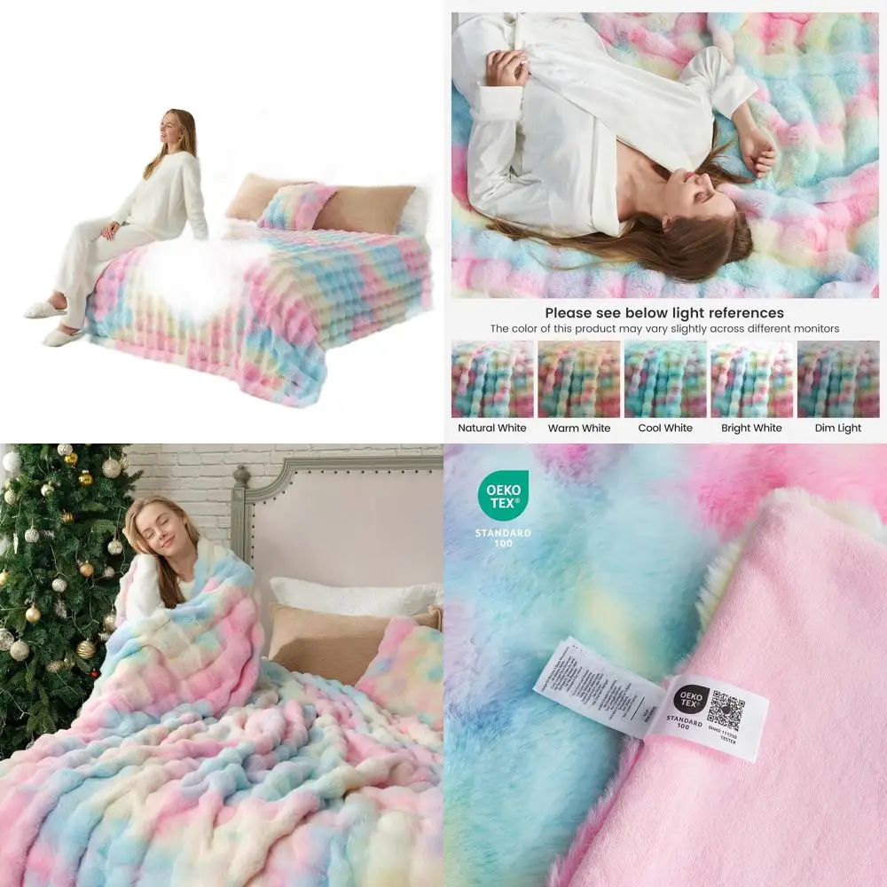 Одеяло из радужного искусственного меха King Size Tie-Dye, плюш и толстый, идеально подходит для дивана и кровати, 108x90
Одеяло из радужного искусственного меха King Size Tie-Dye, плюш и толстый, идеально подходит для дивана и кровати, 108x90