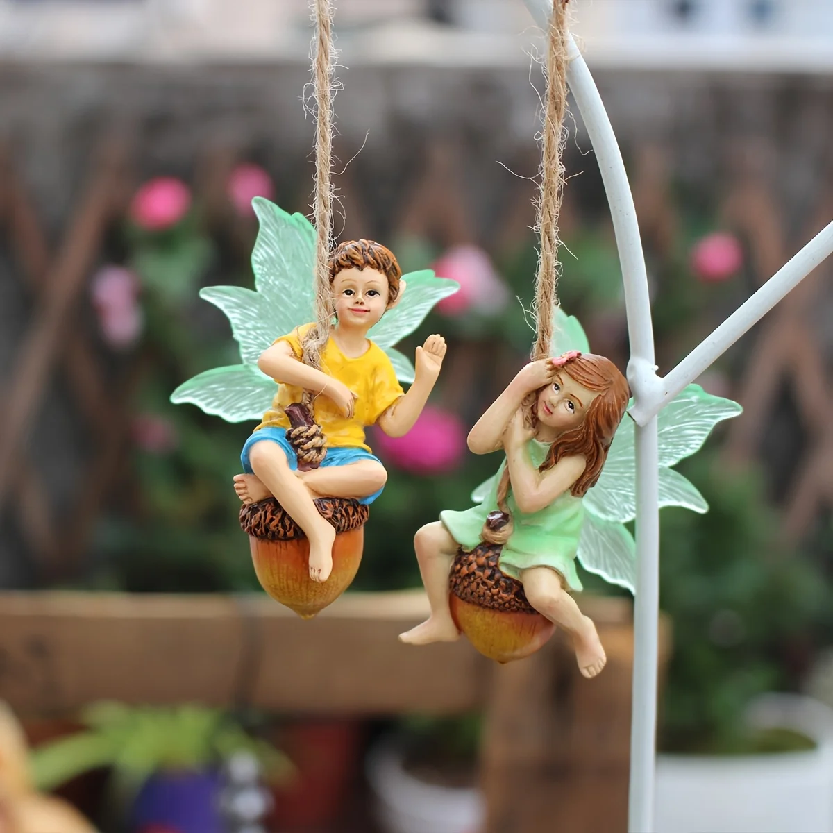 2pcs Romantic Flower Fairy Swing Pinecone Ornaments With Luminous Wings Resin Statues Crafts for Home Car Interior Garden Decor
2pcs Romantic Flower Fairy Swing Pinecone Ornaments With Luminous Wings Resin Statues Crafts for Home Car Interior Garden Decor