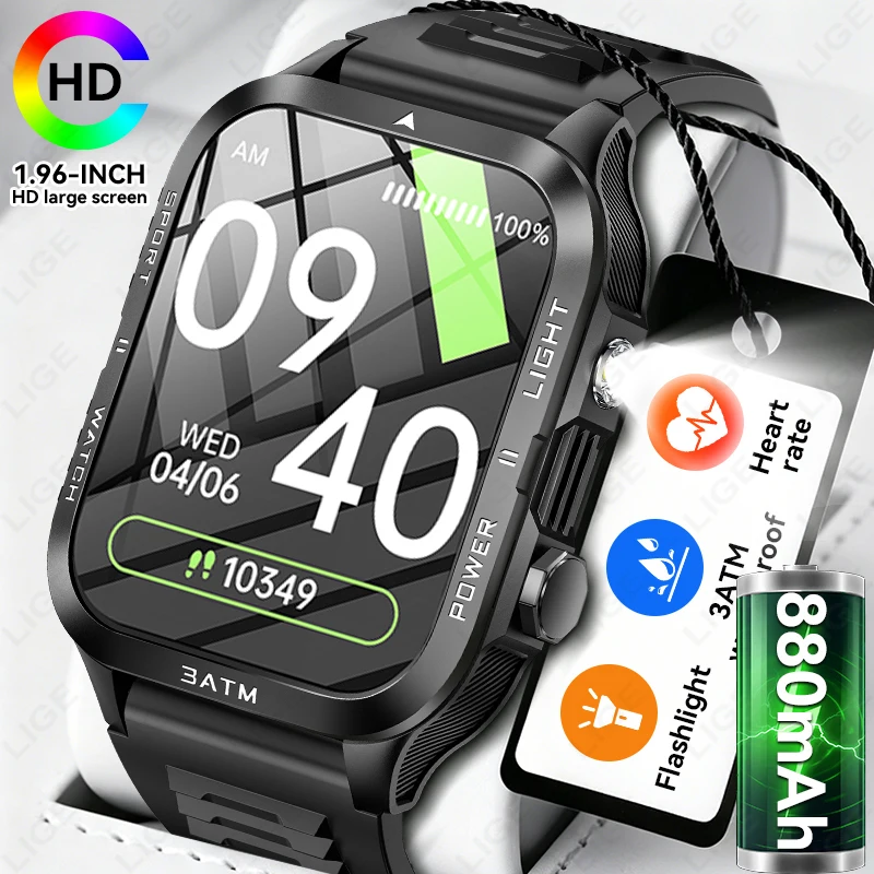 LIGE New Military Men's Smart Watch Outdoor Sports Bracelet IPX8 Waterproof 1.96" Bluetooth Call Men Smartwatch For Android iOS
LIGE New Military Men's Smart Watch Outdoor Sports Bracelet IPX8 Waterproof 1.96" Bluetooth Call Men Smartwatch For Android iOS