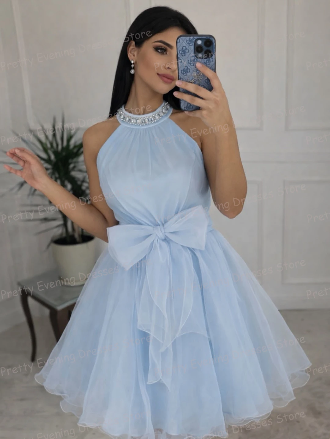 Simple Colorful Cocktail Dresses A Line Woman's Sexy High Neck Bow Short Party Prom Gowns Fashion Vestidos De Novia Customized
Simple Colorful Cocktail Dresses A Line Woman's Sexy High Neck Bow Short Party Prom Gowns Fashion Vestidos De Novia Customized