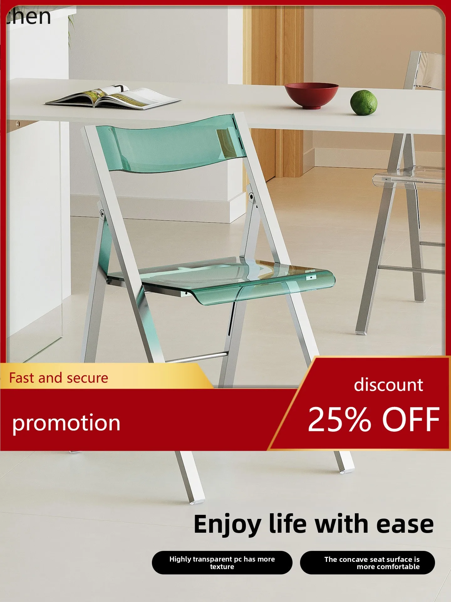 ZML Folding Chair Modern Simple Home Living Room Transparent Backrest Chair Small Household New Style Leisure
ZML Folding Chair Modern Simple Home Living Room Transparent Backrest Chair Small Household New Style Leisure