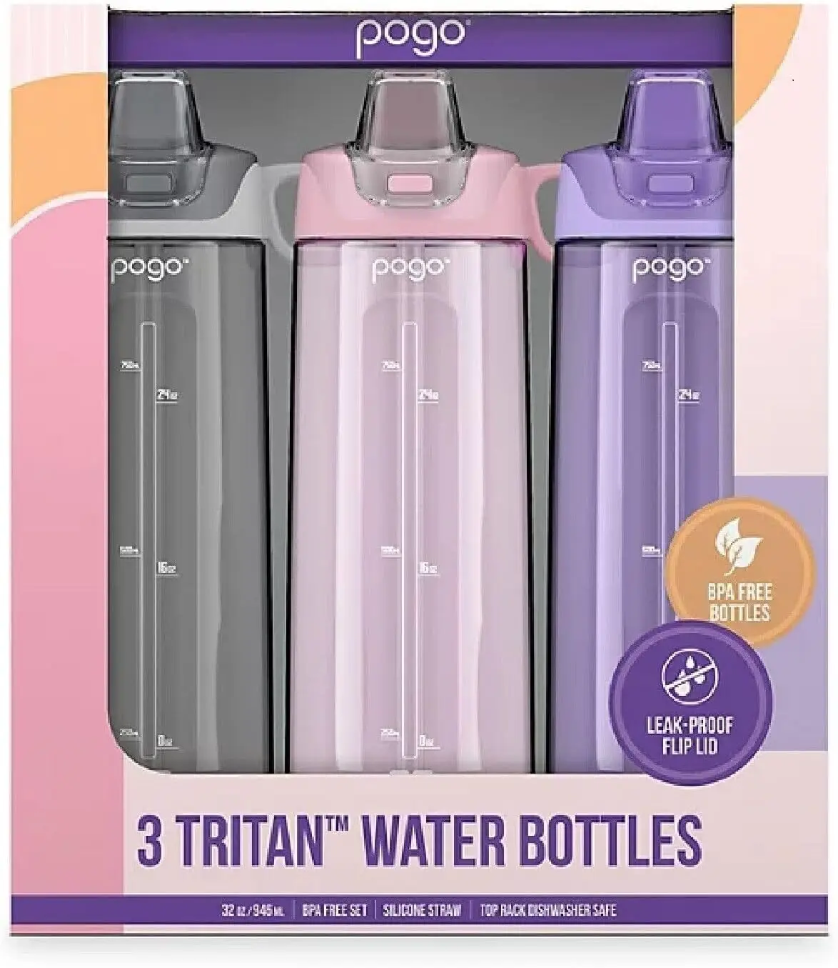 Бутылки для воды Tritan без BPA с откидной крышкой и соломинкой — 32 унции, упаковка из 3 штук (сиреневый, розовый атлас, серый)
Бутылки для воды Tritan без BPA с откидной крышкой и соломинкой — 32 унции, упаковка из 3 штук (сиреневый, розовый атлас, серый)