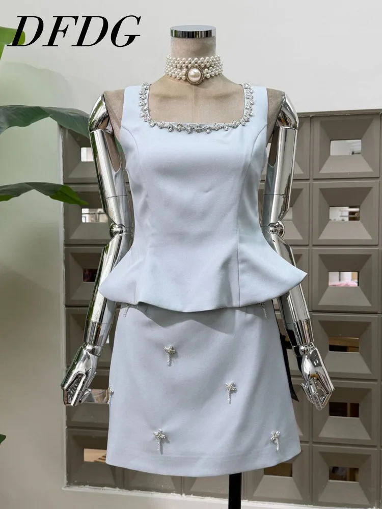 DFDG Women 2026 Spring Summer Two Piece Outfit Rhinestone Embellished Peplum Top Mini Skirt Set Elegant Party Cocktail Set
DFDG Women 2026 Spring Summer Two Piece Outfit Rhinestone Embellished Peplum Top Mini Skirt Set Elegant Party Cocktail Set