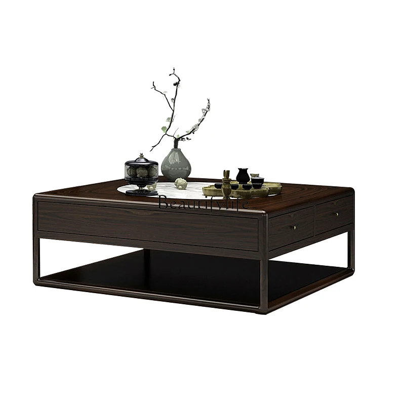 New Chinese ebony coffee table solid wood light luxury marble modern simplicity
New Chinese ebony coffee table solid wood light luxury marble modern simplicity