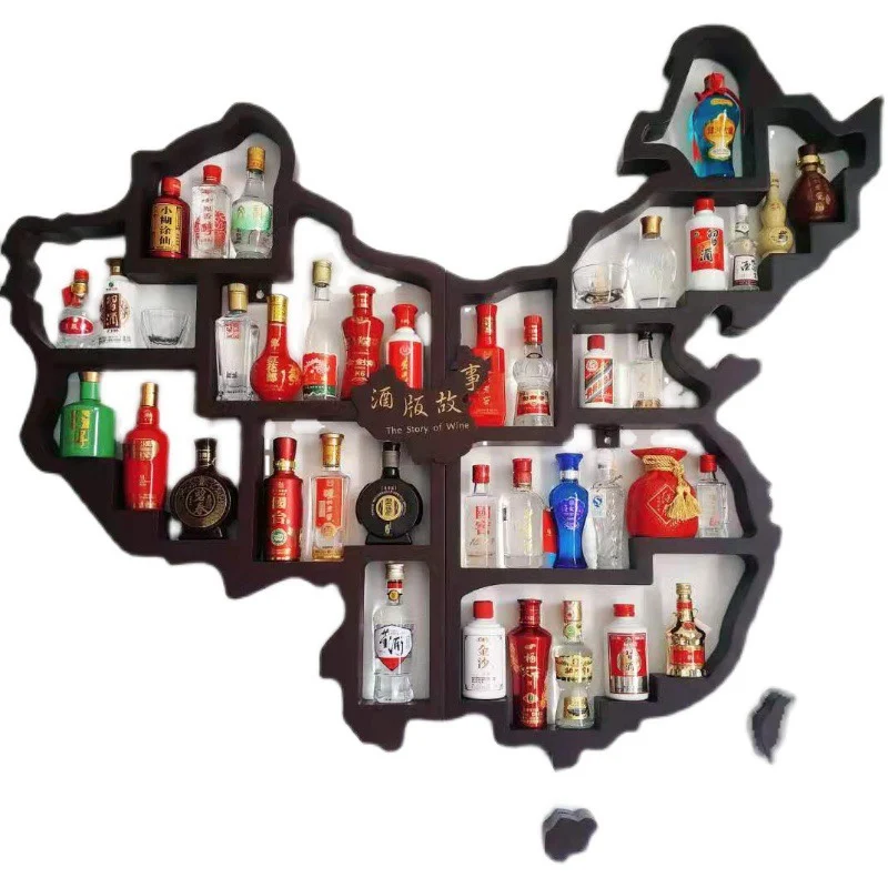 New Chinese map shaped wine cabinet wall hanging wine rack ash wood display solid woo characteristic wine rack
New Chinese map shaped wine cabinet wall hanging wine rack ash wood display solid woo characteristic wine rack