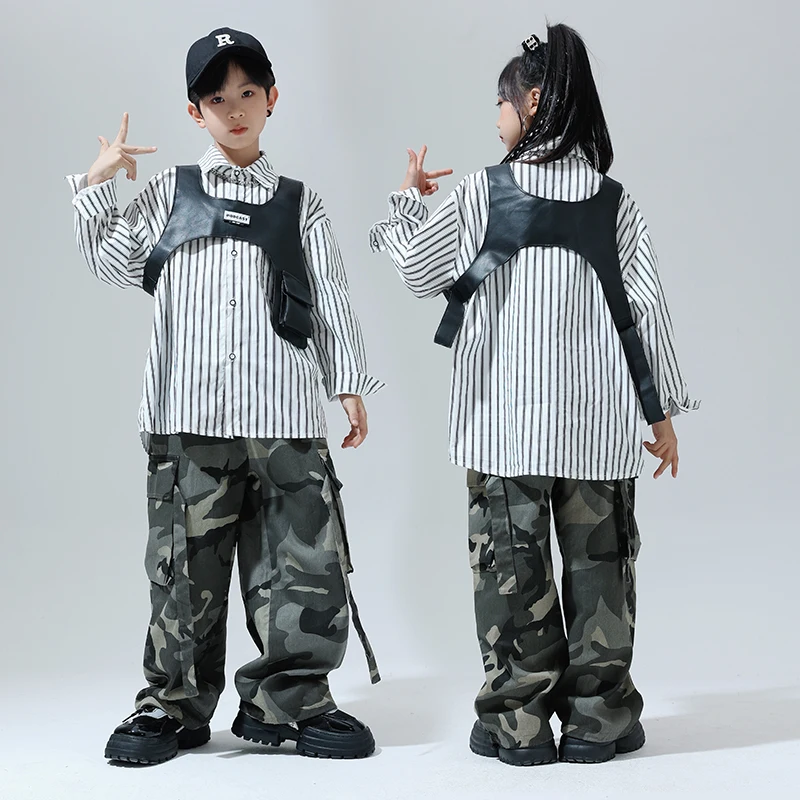 Kids Hip Hop Clothing Sleeveless Jacket Vest Stripe Shirt Camo Cargo Pant For Girl Boy Streetwear Dance Costume Ballroom Clothes
Kids Hip Hop Clothing Sleeveless Jacket Vest Stripe Shirt Camo Cargo Pant For Girl Boy Streetwear Dance Costume Ballroom Clothes