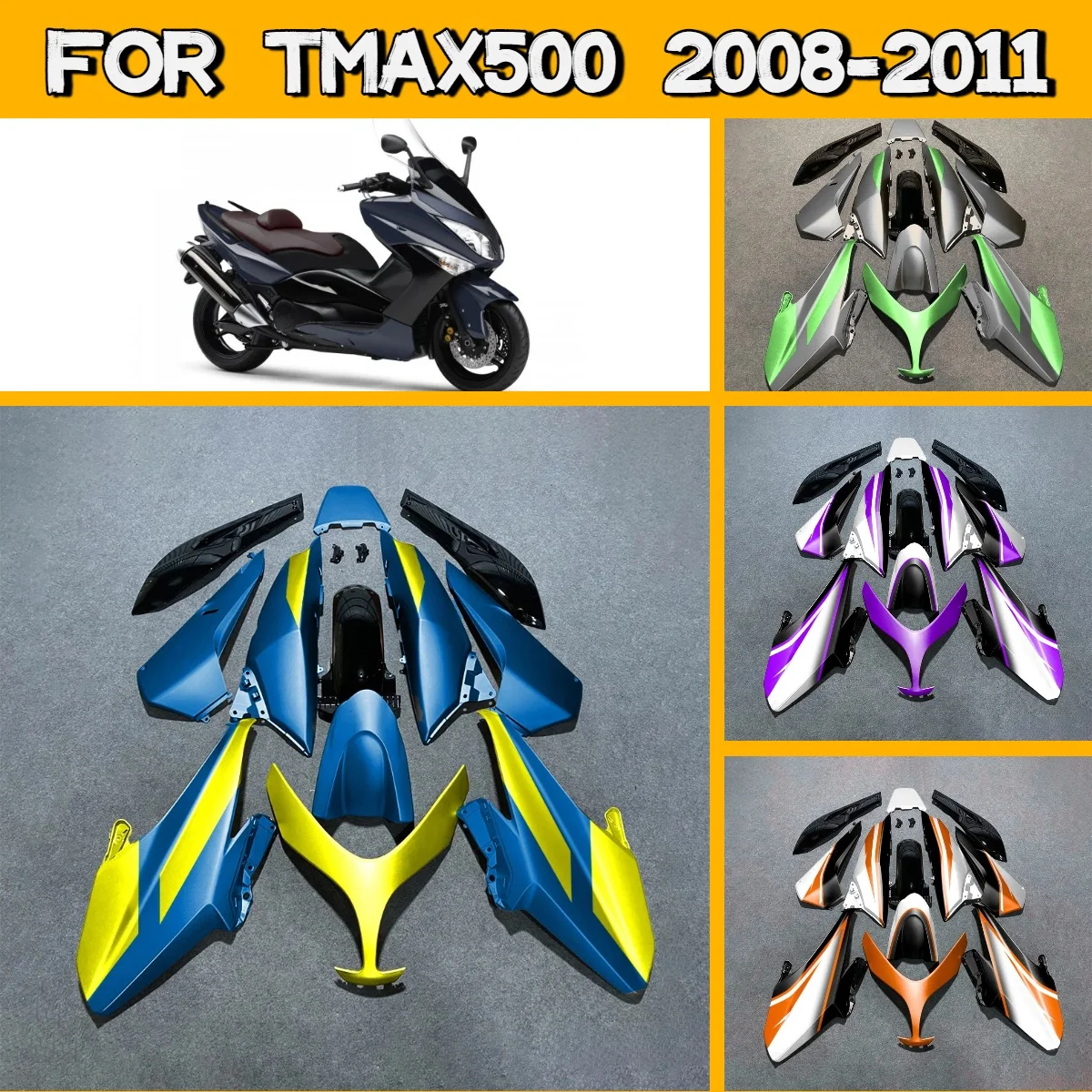 Fairing Set for 2008-2011 Yamaha TMAX500 ABS Injection Panel Kit Motorcycle Fairings 08-11 TMAX 500 New Style
Fairing Set for 2008-2011 Yamaha TMAX500 ABS Injection Panel Kit Motorcycle Fairings 08-11 TMAX 500 New Style