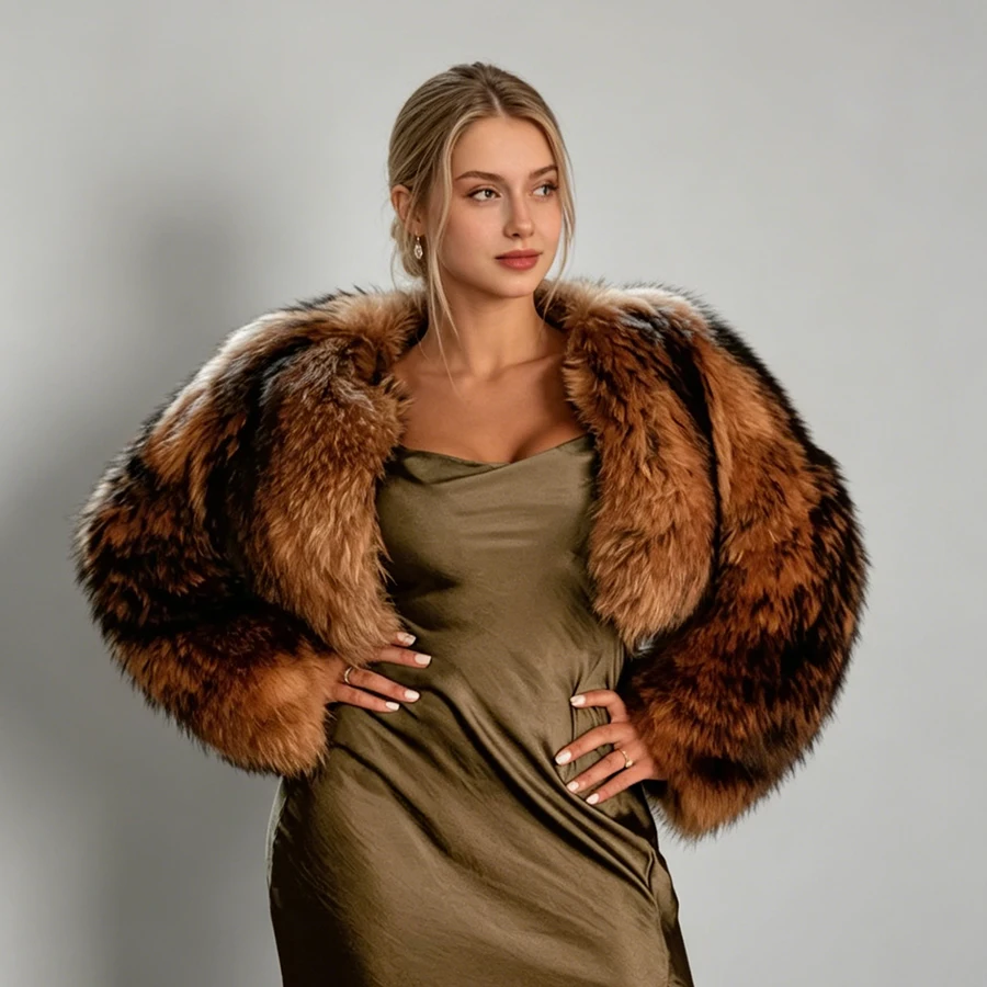 Women's Natural Raccoon Fur Full Skin Jacket Crop Raccoon Bomber Jacket Bolero Jacket Trending Winter Short Real Fur Coat
Women's Natural Raccoon Fur Full Skin Jacket Crop Raccoon Bomber Jacket Bolero Jacket Trending Winter Short Real Fur Coat
