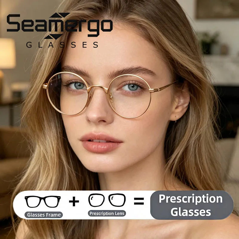 SEAMERGO Men Retro Metal Reading Glasses Ultralight Round HD Lenses Prescription Glasses Women Casual Hyperopia Customization
SEAMERGO Men Retro Metal Reading Glasses Ultralight Round HD Lenses Prescription Glasses Women Casual Hyperopia Customization