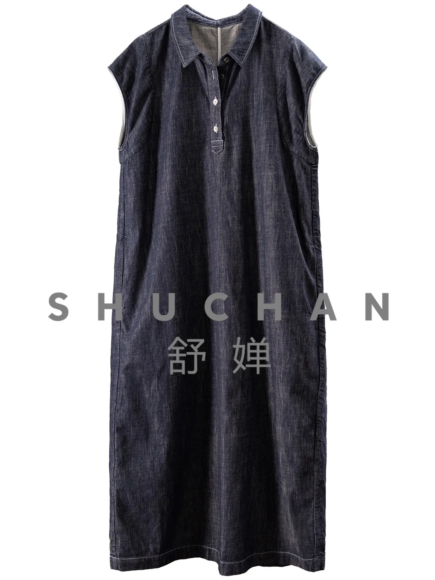 high-quality medium-ancient blue, French simple and delicate micro-loose cotton + linen denim dress women's 40G7
high-quality medium-ancient blue, French simple and delicate micro-loose cotton + linen denim dress women's 40G7