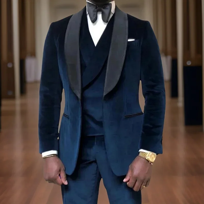 Prom Suits For Men 3 Pcs Wedding Groom Tuxedo African Style Velvet Male Fashion Clothes Set Jacket Vest With Pants
Prom Suits For Men 3 Pcs Wedding Groom Tuxedo African Style Velvet Male Fashion Clothes Set Jacket Vest With Pants