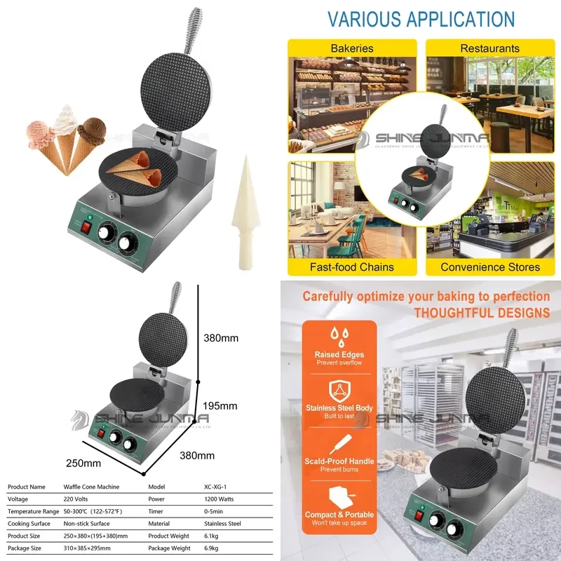 Commercial Ice Cream Cone Machine Waffle Cone Maker Electric Stainless Steel Roll Mold Nonstick Waffle Cone and Bowl
Commercial Ice Cream Cone Machine Waffle Cone Maker Electric Stainless Steel Roll Mold Nonstick Waffle Cone and Bowl