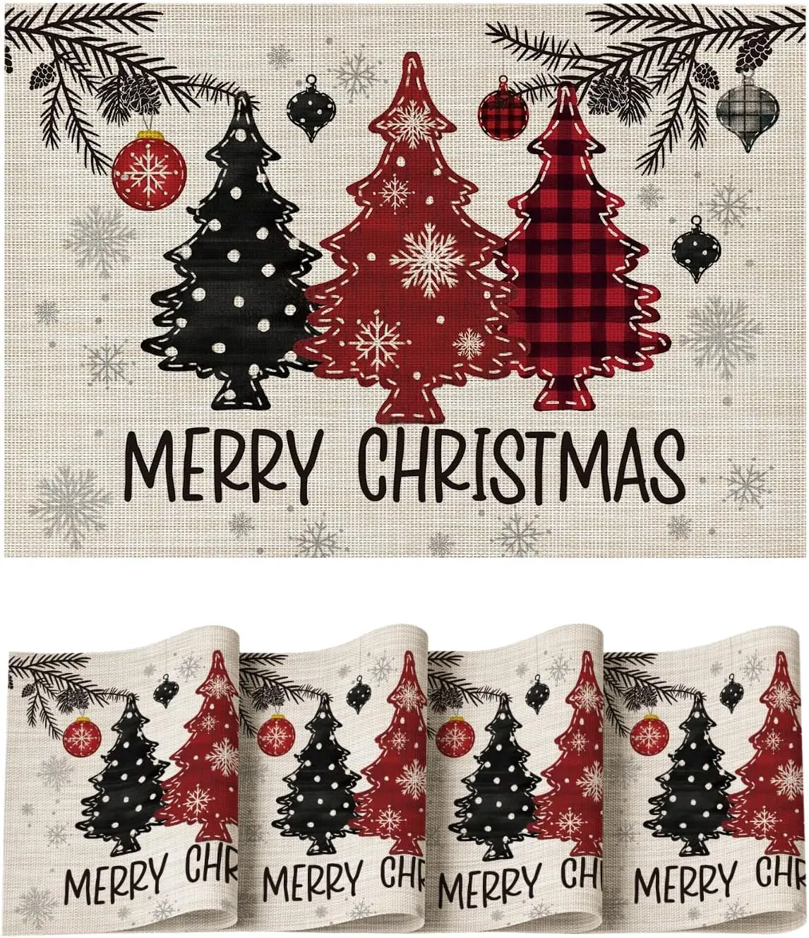 Red Pine Trees Balls Christmas Placemats 4pcs 12x18 Inch Winter Table Mats for Party Kitchen Dining Decor 
Red Pine Trees Balls Christmas Placemats 4pcs 12x18 Inch Winter Table Mats for Party Kitchen Dining Decor