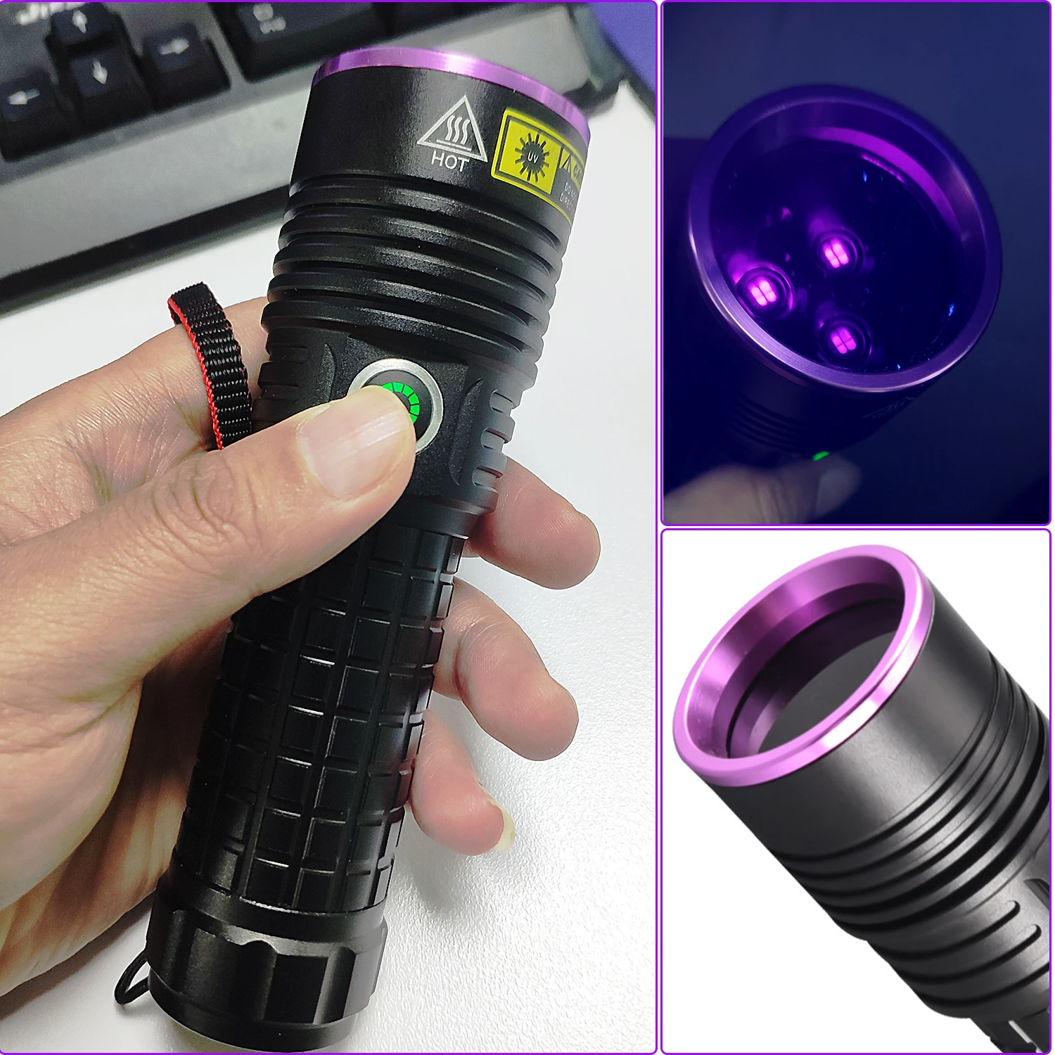 Powerful 365NM UV LED Flashlight Black Mirror Purple Light Fluorescent Detection Torch USB Rechargeable Lantern 26650 Battery
Powerful 365NM UV LED Flashlight Black Mirror Purple Light Fluorescent Detection Torch USB Rechargeable Lantern 26650 Battery