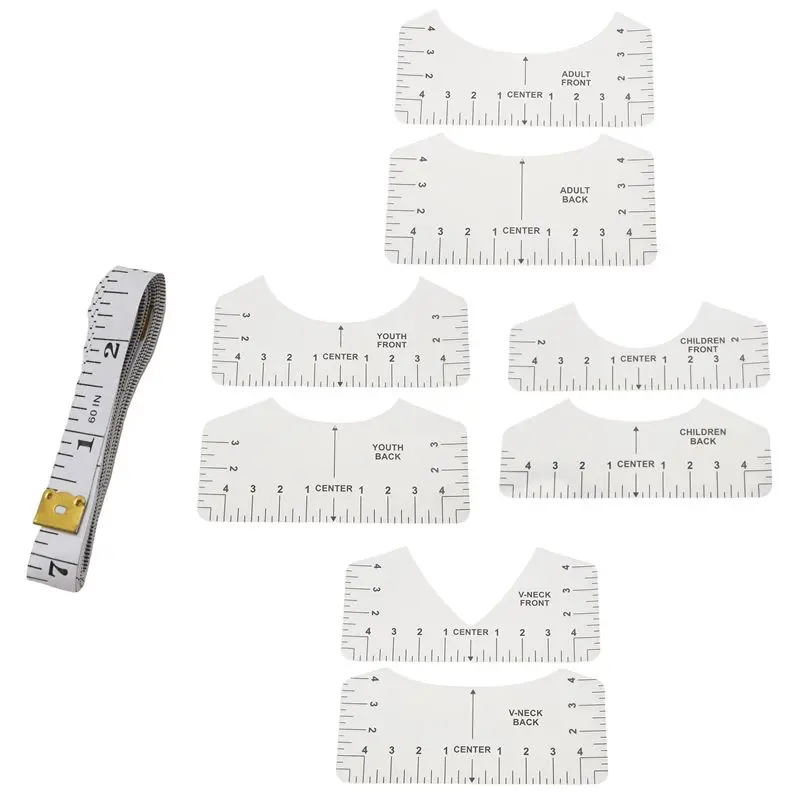 SEWS-9 PCS T-Shirt Alignment Tool, T-Shirt Guide Ruler For Designing Clothing, PVC Back And Front Aligned T-Shirt Rulers
SEWS-9 PCS T-Shirt Alignment Tool, T-Shirt Guide Ruler For Designing Clothing, PVC Back And Front Aligned T-Shirt Rulers