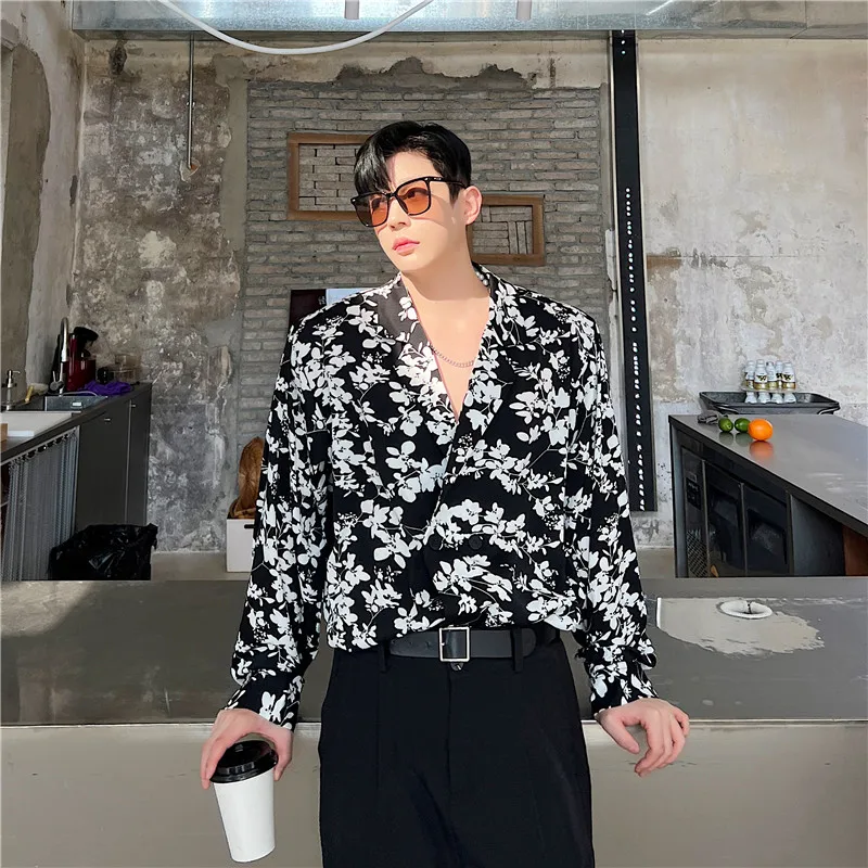 Summer Men's Long Sve irt Cuban Collar Loose Drapey Floral Print No Ironing Required Thin Polyester Casual Faion
Summer Men's Long Sve irt Cuban Collar Loose Drapey Floral Print No Ironing Required Thin Polyester Casual Faion