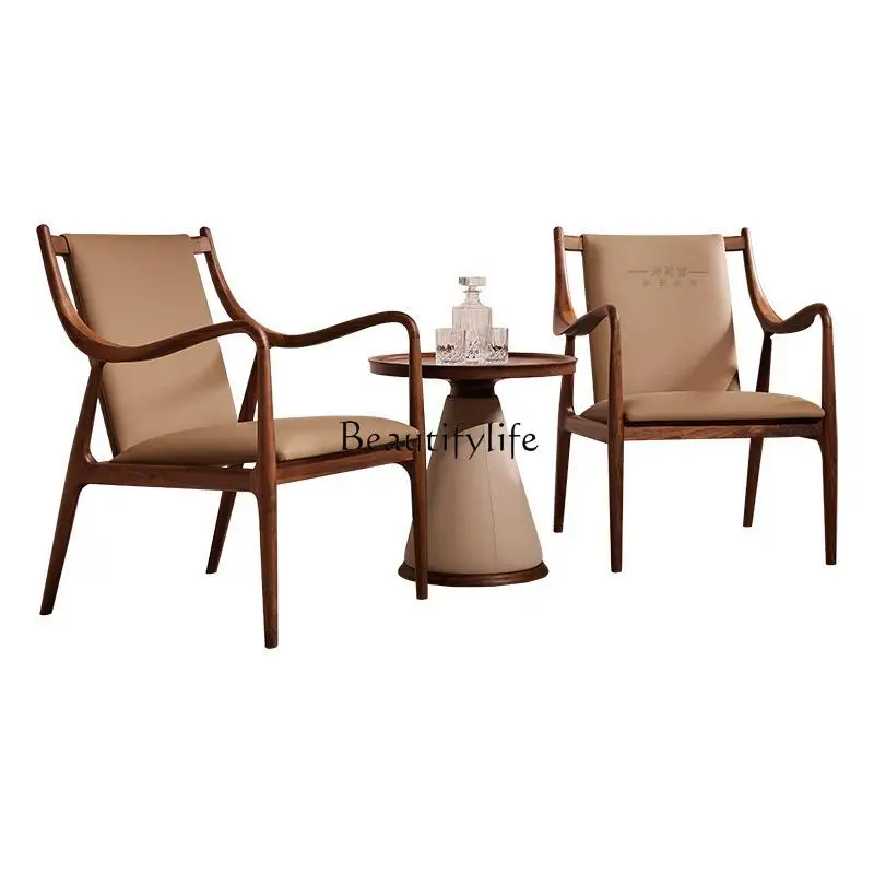 North American black walnut sofa chair Italian minimalist living room leather back chair
North American black walnut sofa chair Italian minimalist living room leather back chair