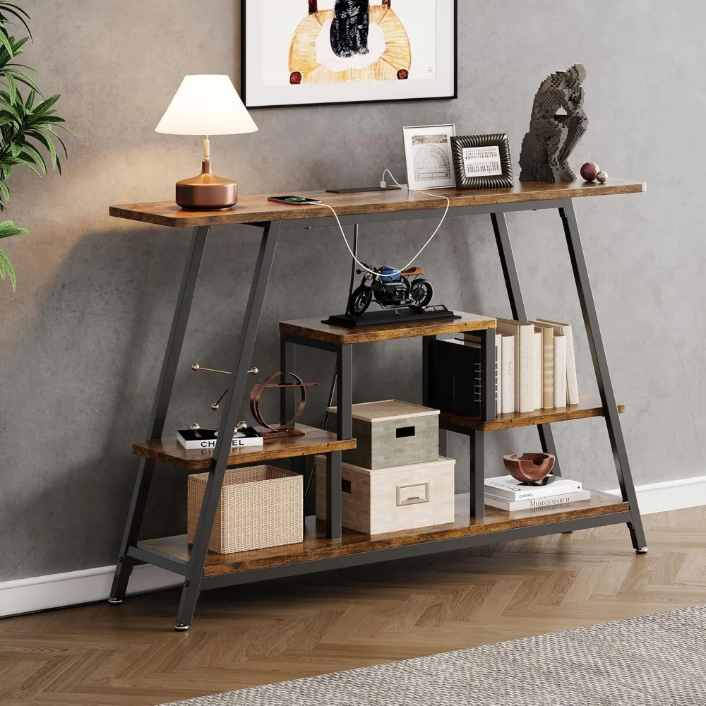 47.3" Console Table with Outlet - Entryway Table with 4-Tier Storage Shelves & Charging Station
47.3" Console Table with Outlet - Entryway Table with 4-Tier Storage Shelves & Charging Station