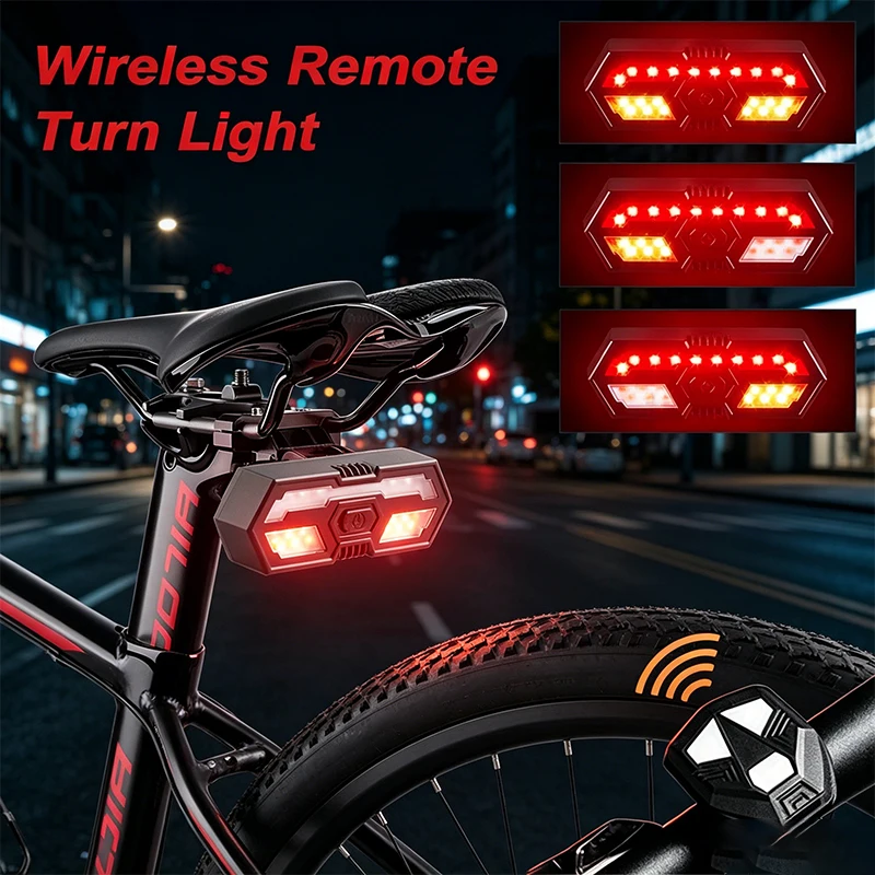 Bicycle Turn Signal Rear Light Wireless Control Bike Taillight USB Charging High Visibility Night Riding MTB Cycling Rear Lamp
Bicycle Turn Signal Rear Light Wireless Control Bike Taillight USB Charging High Visibility Night Riding MTB Cycling Rear Lamp