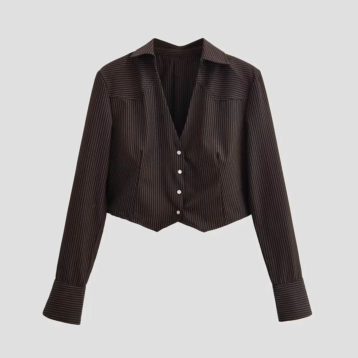 2026 Winter New Women's Casual Fashionable Sexy Deep V-Neck Tie Shoulder Padded Shoulder Long Sleeve Short Striped Shirt
2026 Winter New Women's Casual Fashionable Sexy Deep V-Neck Tie Shoulder Padded Shoulder Long Sleeve Short Striped Shirt