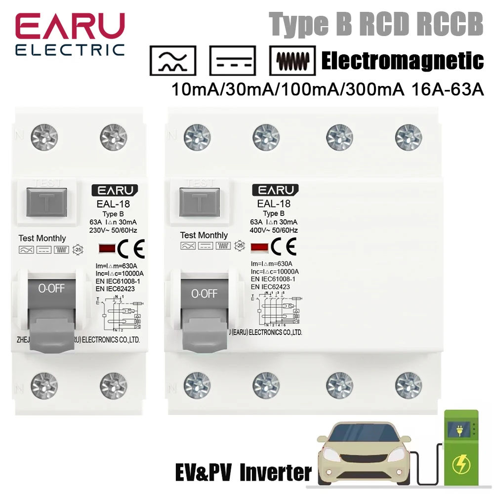 2P 4P 10/30/100/300mA 16A-63A B Type RCCB RCD EV Charging Pile Electromagnetic Earth Leakage Residual Current Circuit Breaker
2P 4P 10/30/100/300mA 16A-63A B Type RCCB RCD EV Charging Pile Electromagnetic Earth Leakage Residual Current Circuit Breaker