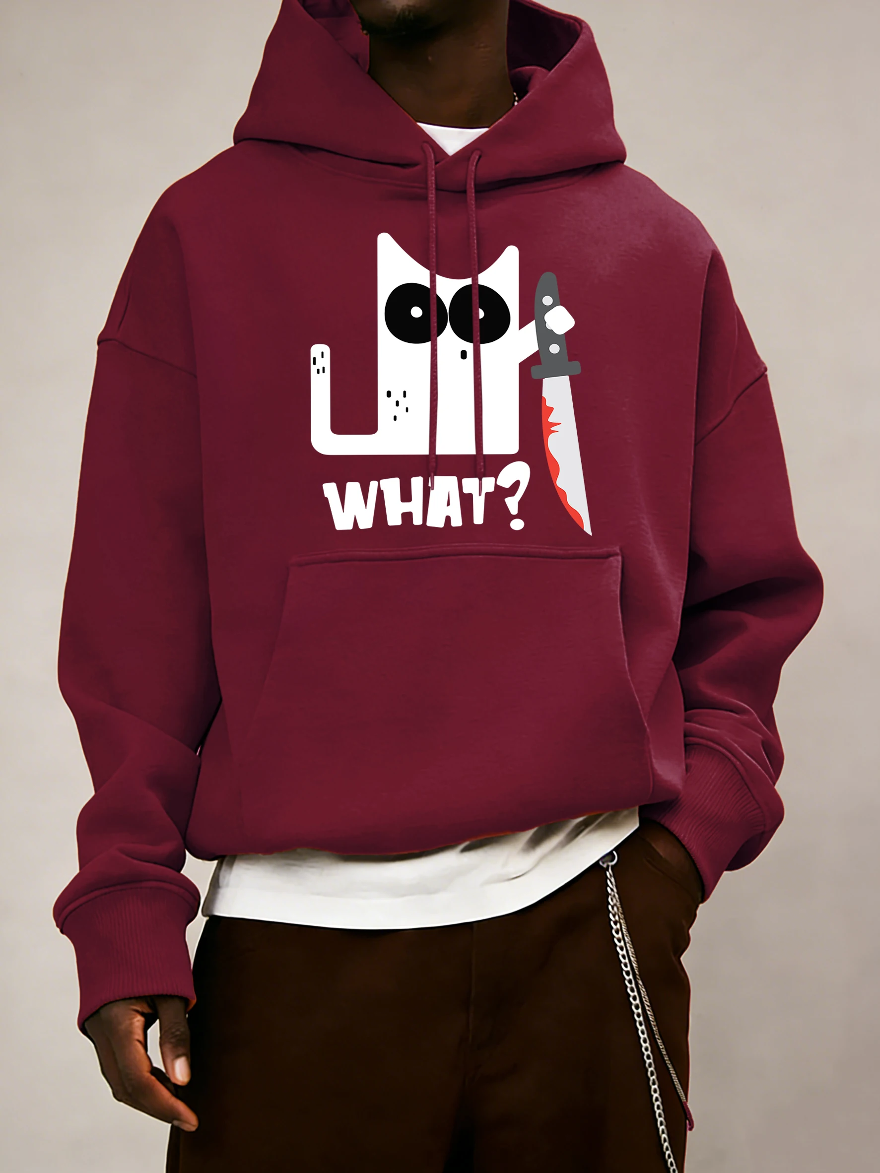 Черный нож Кот Что Мужские классические повседневные уличные свободные пуловеры с длинными рукавами и принтами, модные спортивные топы, осенняя универсальная одежда
Черный нож Кот Что Мужские классические повседневные уличные свободные пуловеры с длинными рукавами и принтами, модные спортивные топы, осенняя универсальная одежда