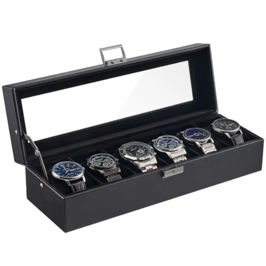 6 Slot Watch Case Box for Men, PU leather Man Watch Organizer with Soft Pillow, Lockable Watch Collection Storage Holder with G
6 Slot Watch Case Box for Men, PU leather Man Watch Organizer with Soft Pillow, Lockable Watch Collection Storage Holder with G