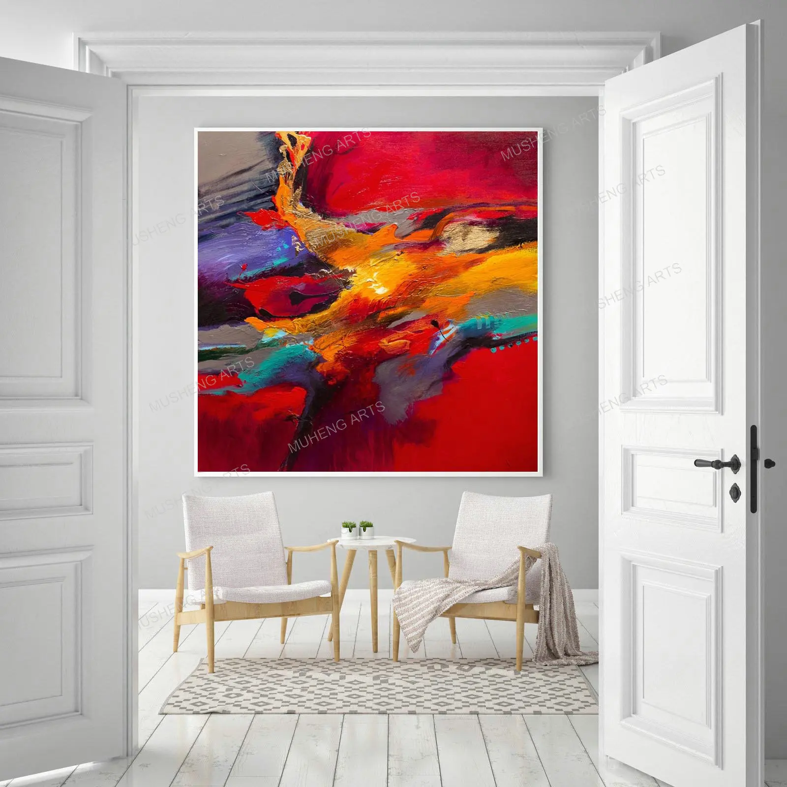 Nordic Colorful Abstract Oil Painting No Framed Pure Handmade Large Wall Art 40 x 40 inch on Canvas for Living Room Decoration
Nordic Colorful Abstract Oil Painting No Framed Pure Handmade Large Wall Art 40 x 40 inch on Canvas for Living Room Decoration