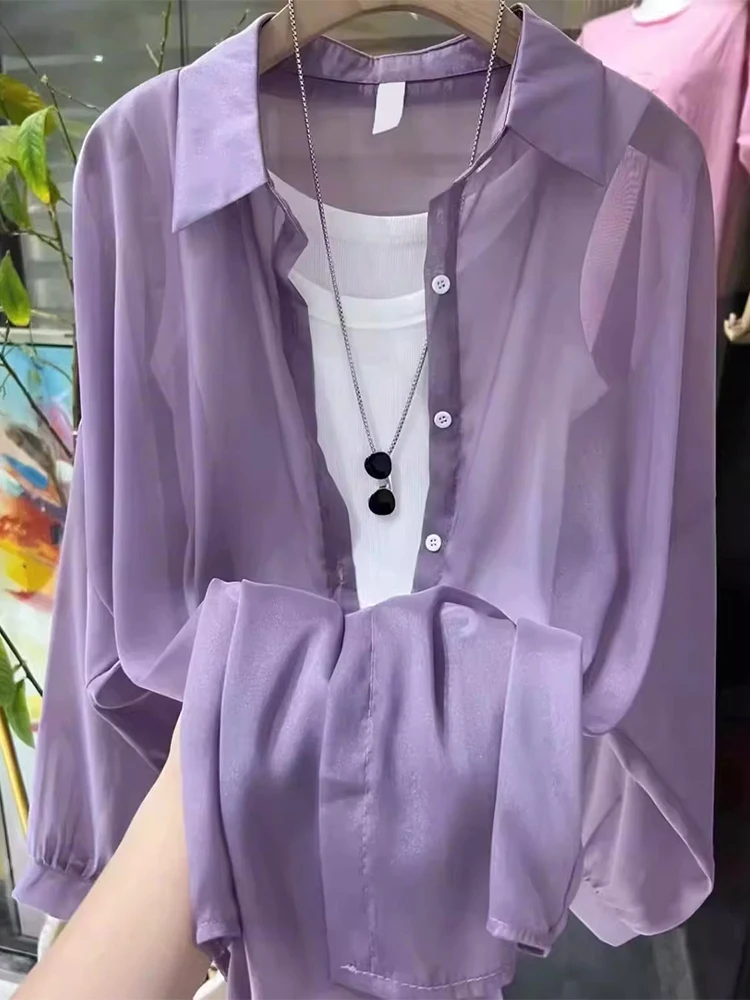 Lightweight Summer New Style Women's Sun Protection Shirt Transparent Purple Lace Front Cover up Cardigan Ice Silk Chiffon Top
Lightweight Summer New Style Women's Sun Protection Shirt Transparent Purple Lace Front Cover up Cardigan Ice Silk Chiffon Top