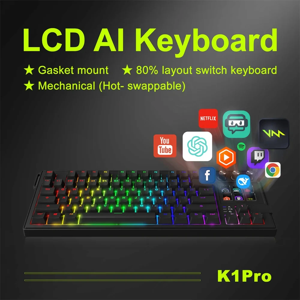 Original Mirabox K1 PRO Visual 80%Gaming Mechanical Keyboard Macro Red Axis Wired Keyboard Detachable Cable RGB Keyboard HotSwap
Original Mirabox K1 PRO Visual 80%Gaming Mechanical Keyboard Macro Red Axis Wired Keyboard Detachable Cable RGB Keyboard HotSwap