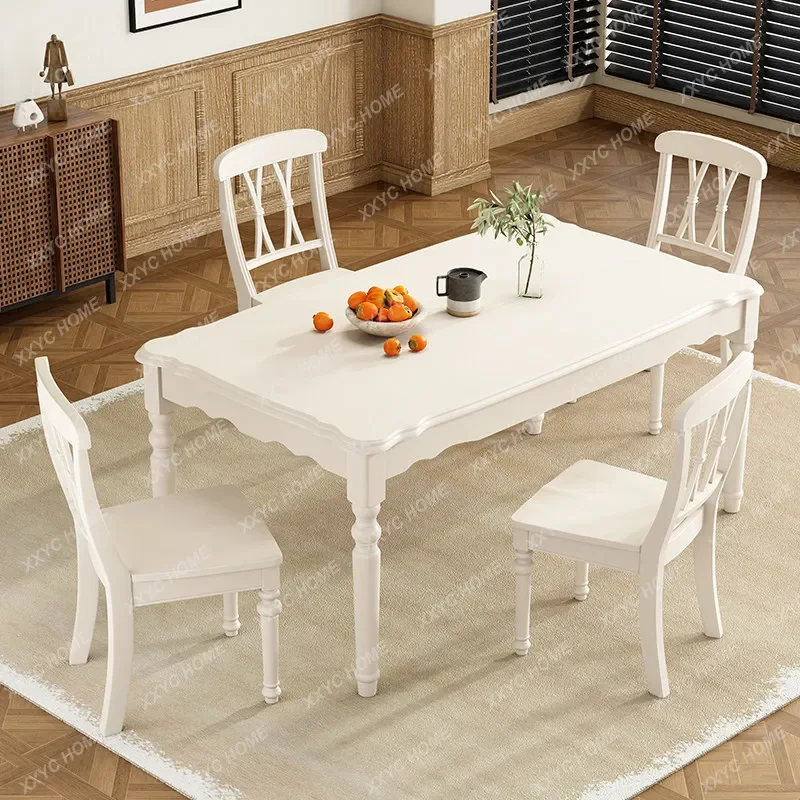 Household small apartment modern simple white rectangular dining table and chair combination
Household small apartment modern simple white rectangular dining table and chair combination
