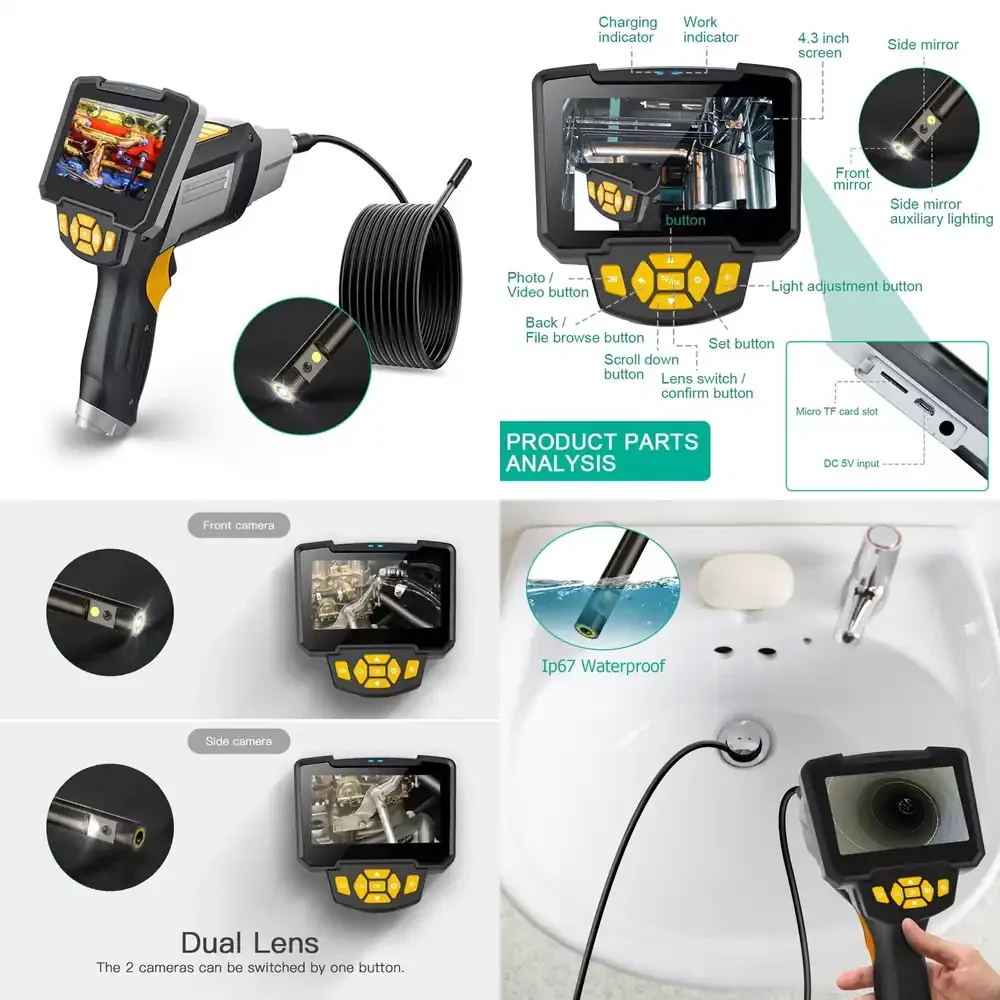 5m Double Lens Industrial Two Cameras Endoscopic Plumbing Drain Video Inspection Camera with Screen
5m Double Lens Industrial Two Cameras Endoscopic Plumbing Drain Video Inspection Camera with Screen
