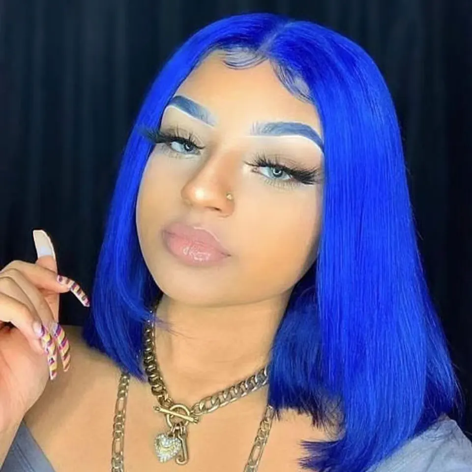 Blue Short Bob Wig 13x4 Lace Front Human Hair Wigs Transparent HD Lace Frontal Wig For Women Prepluced Brazilian Human Hair Wigs
Blue Short Bob Wig 13x4 Lace Front Human Hair Wigs Transparent HD Lace Frontal Wig For Women Prepluced Brazilian Human Hair Wigs