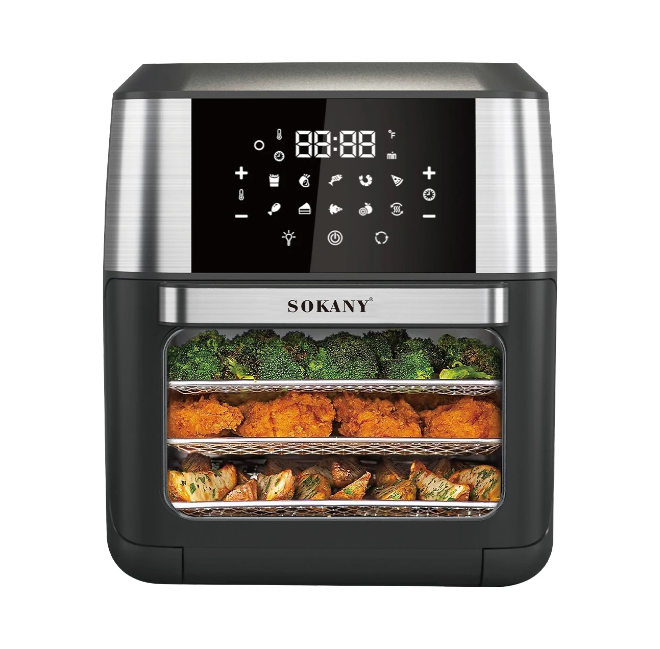 Sokany 12L ЖК-дисплей большой емкости, умные клавиши с сенсорным экраном, многофункциональная фритюрница для здорового воздуха
Sokany 12L ЖК-дисплей большой емкости, умные клавиши с сенсорным экраном, многофункциональная фритюрница для здорового воздуха