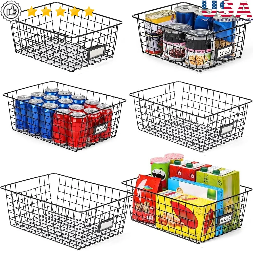6 Pack Wire Storage Baskets Kitchen Organizer Multi Purpose Pantry Organization Bathroom Bedroom Living Room Office Craft Room
6 Pack Wire Storage Baskets Kitchen Organizer Multi Purpose Pantry Organization Bathroom Bedroom Living Room Office Craft Room
