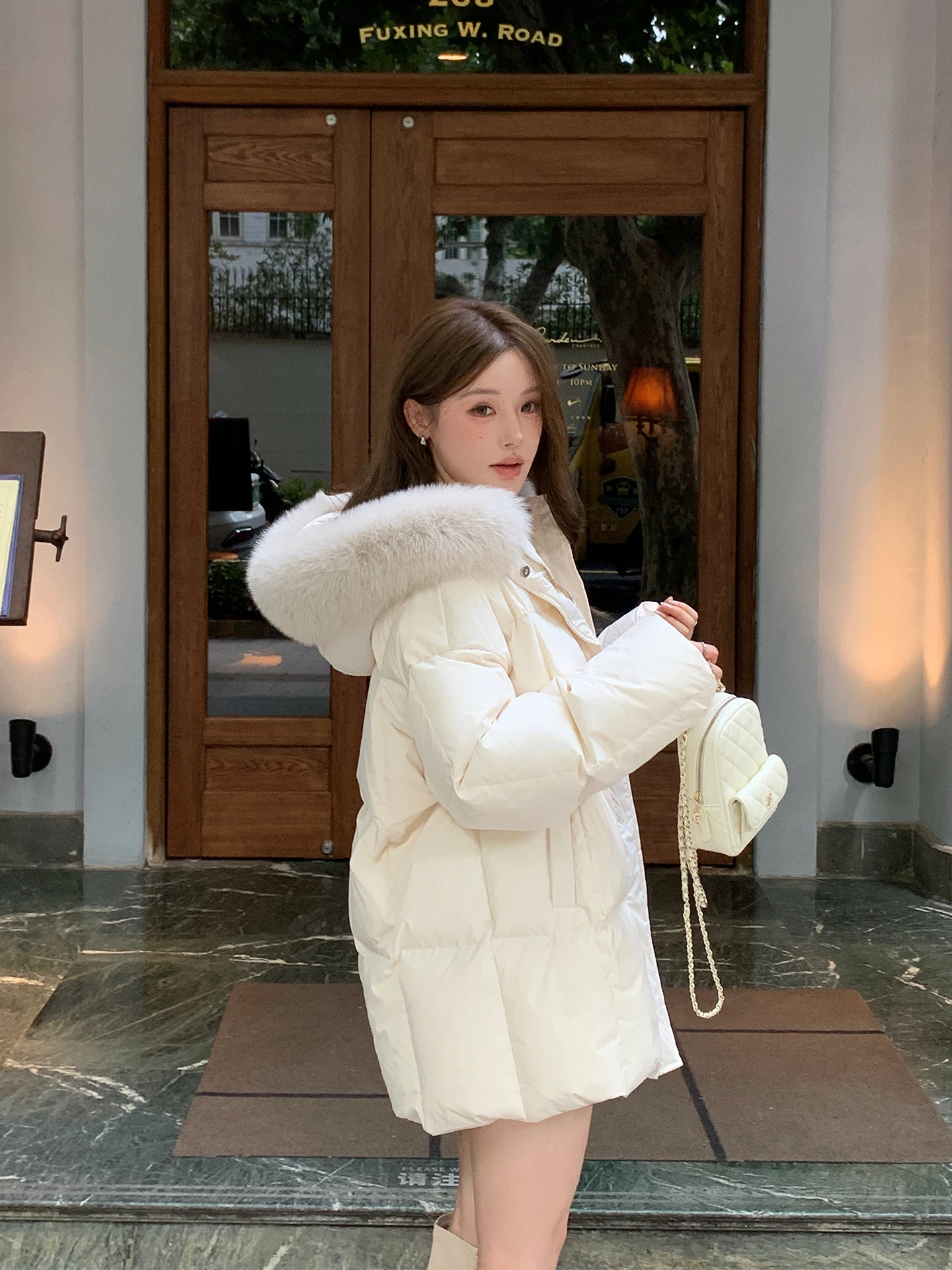 Snow Angel Fur Collar Traceable 90 White Goose down Hooded Mid-Length Women's Jaet Korean Sle Commute Faion
Snow Angel Fur Collar Traceable 90 White Goose down Hooded Mid-Length Women's Jaet Korean Sle Commute Faion