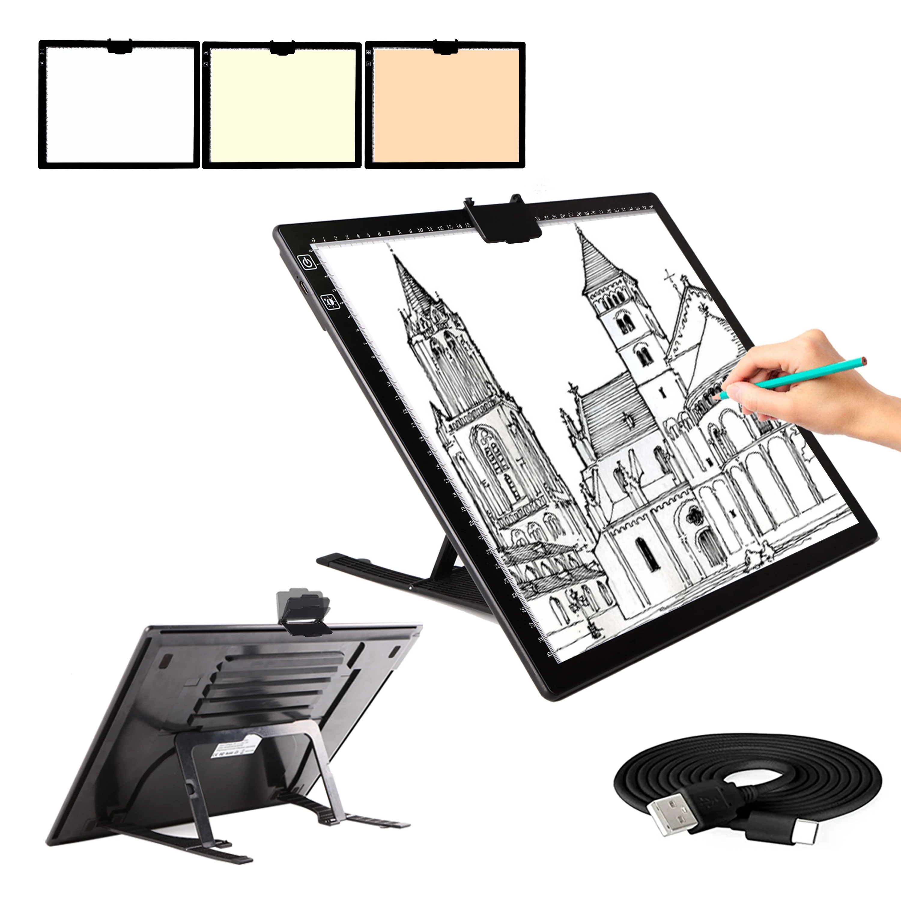 A3 Light Pad Tracing Light Box 3 Colors Mode Stepless Dimmable and 6 Levels of Brightness Light Copy Pad, Wireless Rechargeable
A3 Light Pad Tracing Light Box 3 Colors Mode Stepless Dimmable and 6 Levels of Brightness Light Copy Pad, Wireless Rechargeable