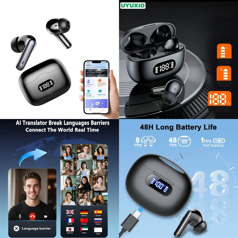 Wireless Ear Phone with LED Display AI Translation Earbuds with 144 Languages Real Time Headphone Mobile Accessories Wholesale
Wireless Ear Phone with LED Display AI Translation Earbuds with 144 Languages Real Time Headphone Mobile Accessories Wholesale