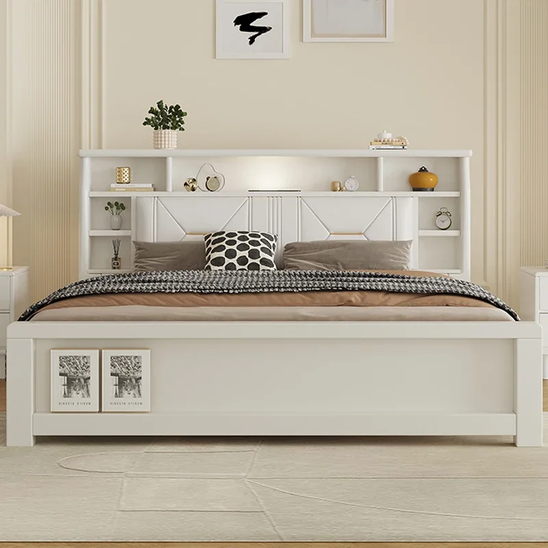 White Cream Headboard Bed Minimalist Nordic Quality Light Luxury Create Home Bed Solid Wood Confortable Princess Lit Furniture
White Cream Headboard Bed Minimalist Nordic Quality Light Luxury Create Home Bed Solid Wood Confortable Princess Lit Furniture