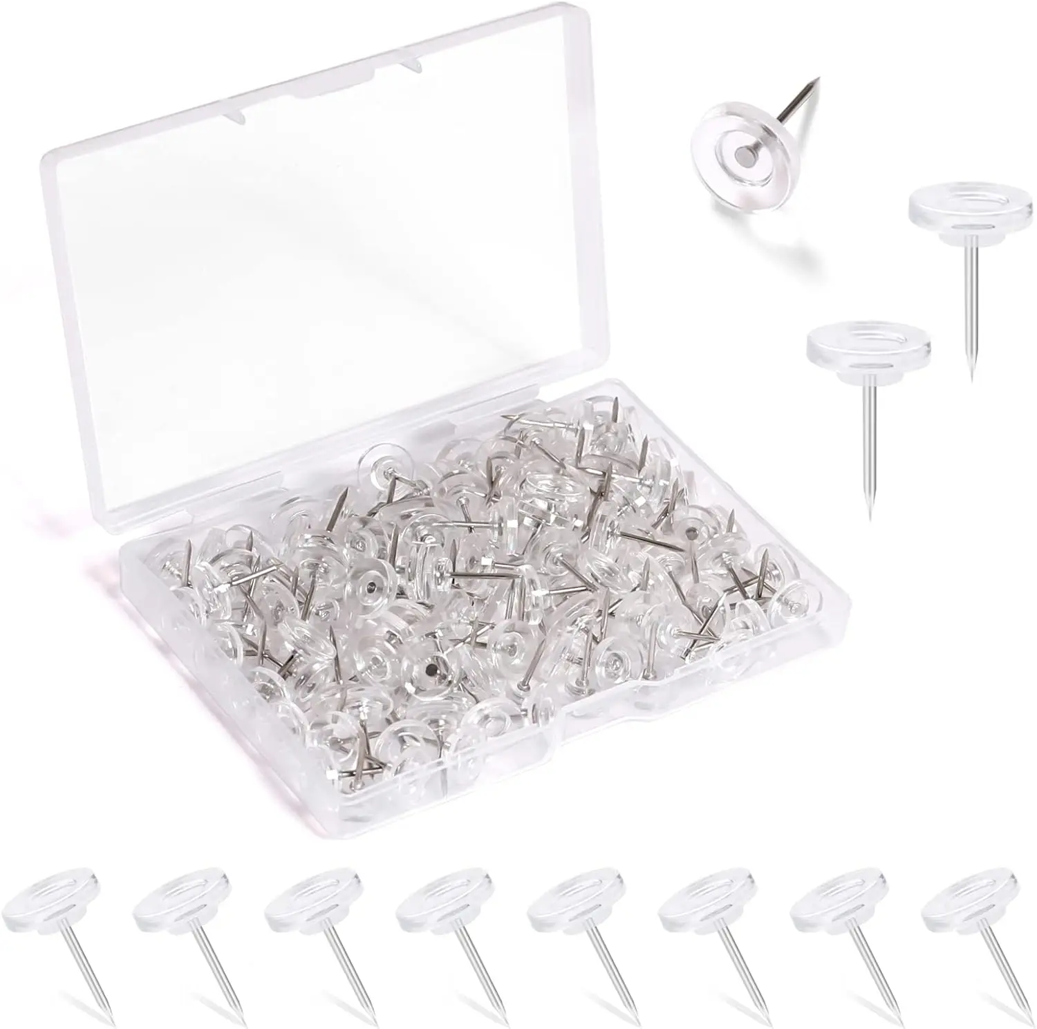 150 Clear Push Pins with Plastic Head and Steel Point for Bulletin Boards, Office Organization and Crafts
150 Clear Push Pins with Plastic Head and Steel Point for Bulletin Boards, Office Organization and Crafts