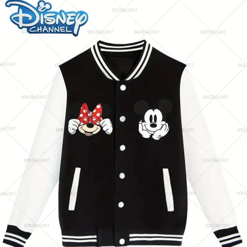 Пара Disney Микки и Минни Маус, мужская и женская бейсбольная куртка, осенне-зимние модные пальто, флисовые уличные толстовки с круглым вырезом, топы 
Пара Disney Микки и Минни Маус, мужская и женская бейсбольная куртка, осенне-зимние модные пальто, флисовые уличные толстовки с круглым вырезом, топы