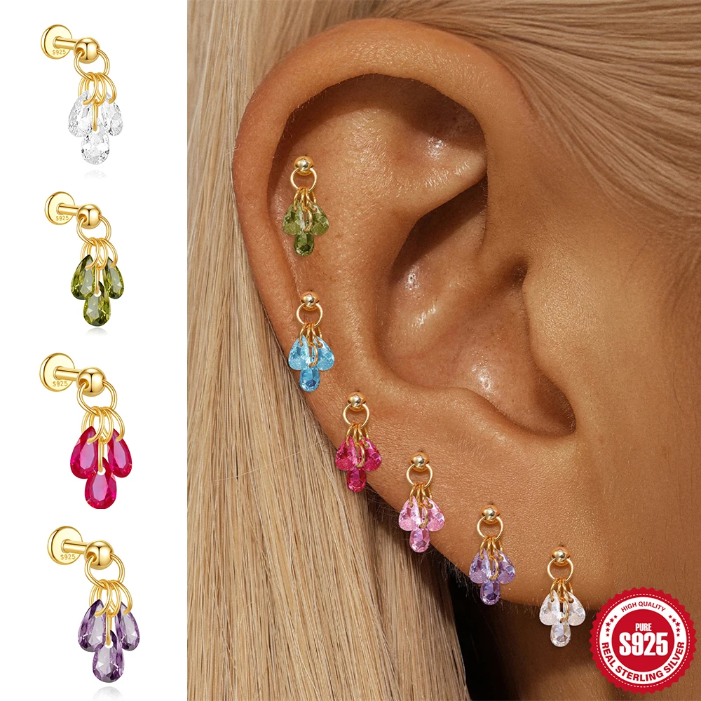 CANNER 925 Sterling Silver 1PC Green Pink Purple Colored Water Droplet Zircon Flat Back Stud Earring Women Ins Summer Jewelry
CANNER 925 Sterling Silver 1PC Green Pink Purple Colored Water Droplet Zircon Flat Back Stud Earring Women Ins Summer Jewelry