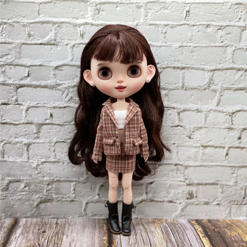 30cm Blyth Doll Clothe Accessories Winter Retro Checked Jacket + Vest + Short Skirt Set For 19-joint Blyth Doll OB24 Babi
30cm Blyth Doll Clothe Accessories Winter Retro Checked Jacket + Vest + Short Skirt Set For 19-joint Blyth Doll OB24 Babi