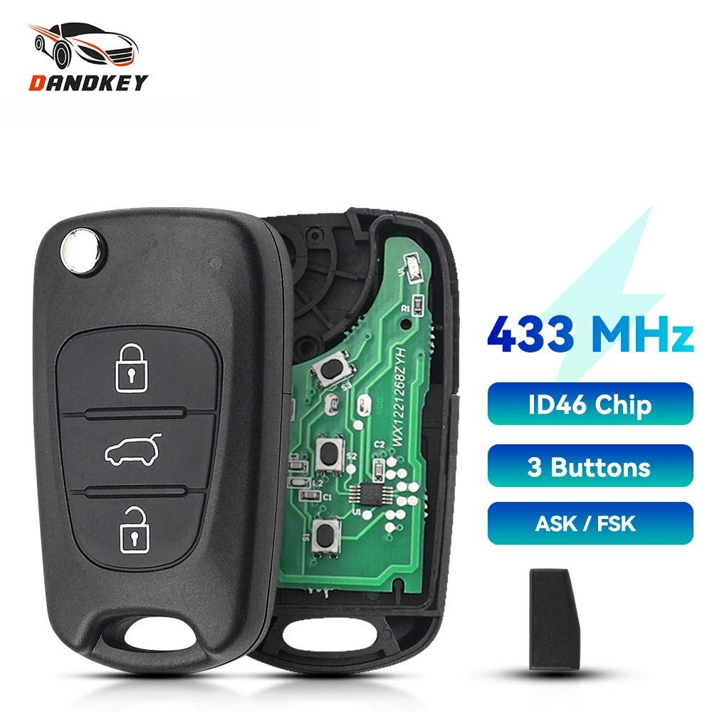 Dandkey 3 Buttons 433Mhz ASK / FSK For Hyundai IX35 I30 ELANTRA Tucson SONATA NF Flip Folding Car Remote Key ID46 Chip Fob
Dandkey 3 Buttons 433Mhz ASK / FSK For Hyundai IX35 I30 ELANTRA Tucson SONATA NF Flip Folding Car Remote Key ID46 Chip Fob