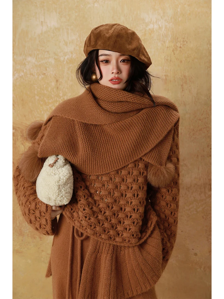 Вязаный свитер Dangdang Sugar-Cooked Chestnuts для женщин, с вырезами, на одно плечо, из кроличьего меха, шерстяной, теплый, повседневный
Вязаный свитер Dangdang Sugar-Cooked Chestnuts для женщин, с вырезами, на одно плечо, из кроличьего меха, шерстяной, теплый, повседневный