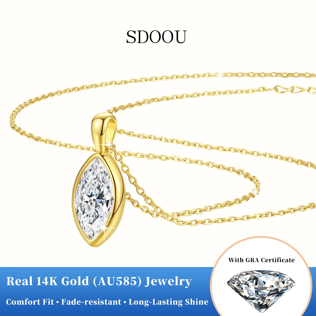SDOOU 100% Real 14K Gold AU585 Pendant 1ct/2ct Moissanite Necklace D Color For Women Birthday Engagement Jewelry Gifts Hot Sale
SDOOU 100% Real 14K Gold AU585 Pendant 1ct/2ct Moissanite Necklace D Color For Women Birthday Engagement Jewelry Gifts Hot Sale