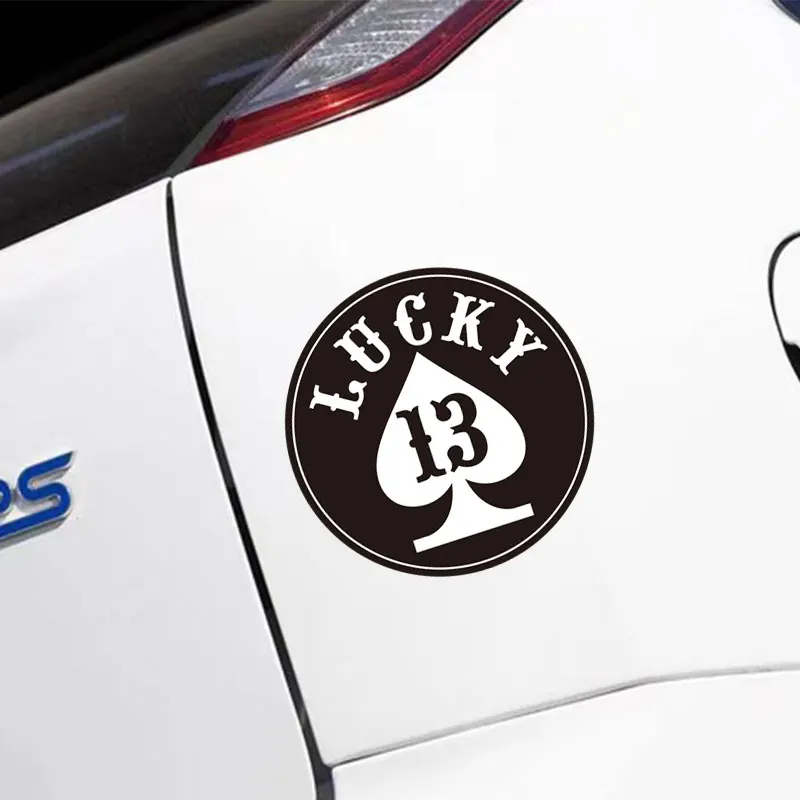 Hardcore Punk Lucky 13 Vinyl Car Decal, Spade Poker Retro Round Badge Waterproof Vehicle Body Rear Window Exterior Sticker
Hardcore Punk Lucky 13 Vinyl Car Decal, Spade Poker Retro Round Badge Waterproof Vehicle Body Rear Window Exterior Sticker